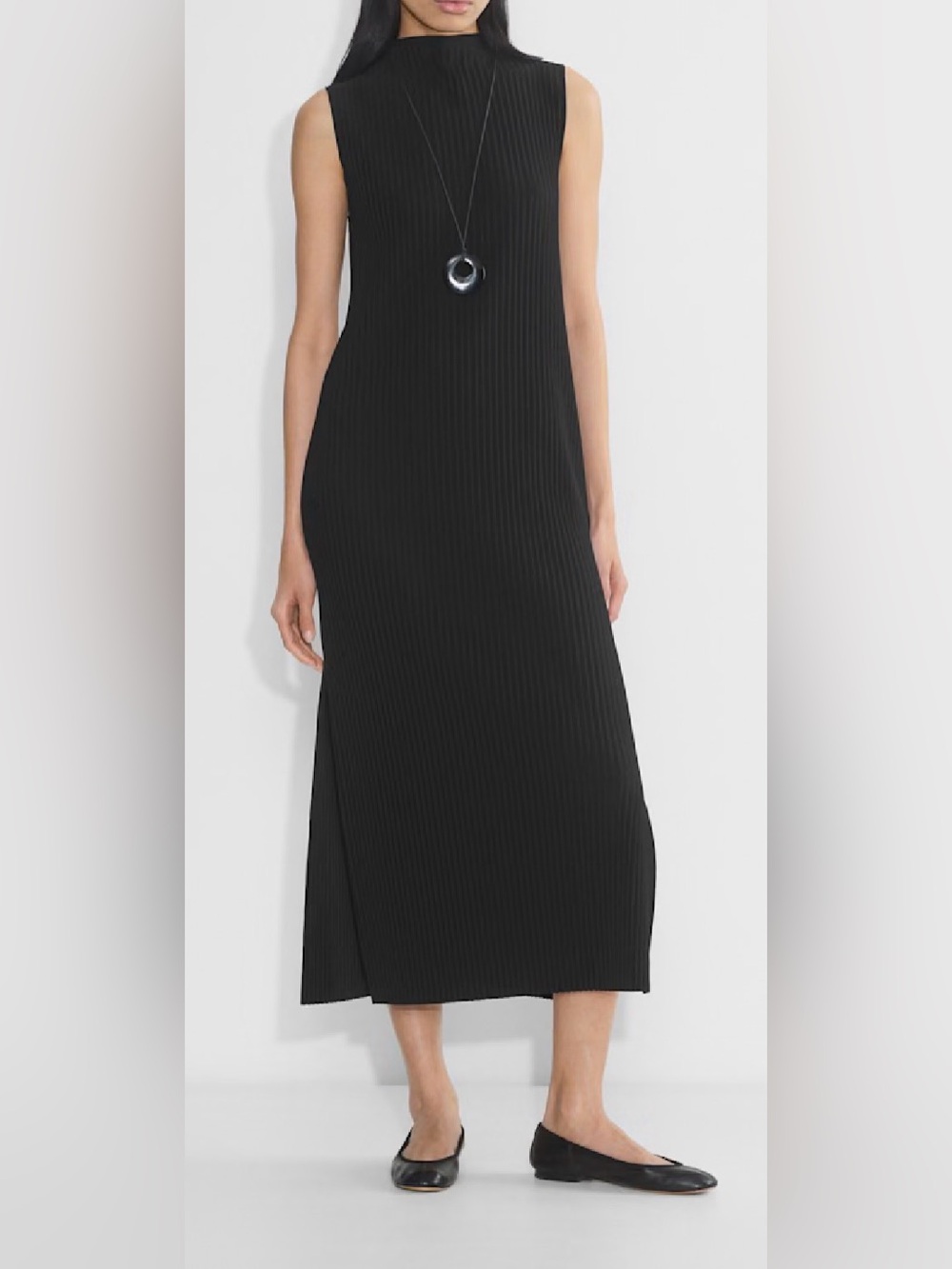 Babaton Black Ribbed Maxi Skirt